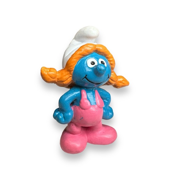Vintage Smurf Sassette Figure Peyo Applause 20404 Smurfling Smurfette Overalls - Picture 2 of 6